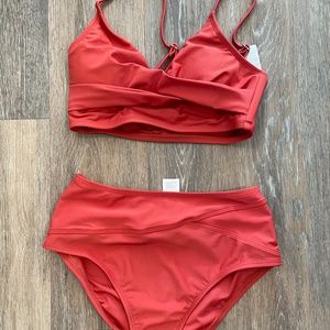 Coral Marsala Twist High Waisted Bikini Size S